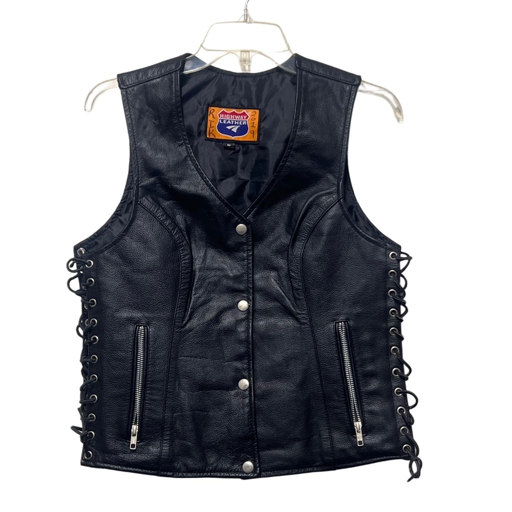 Highway Leather Women’s Small Black Buffalo Leather Motorcycle Biker Vest